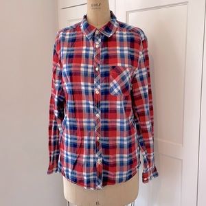 H&M Divided Men’s cotton summer plaid button front shirt/ size Medium